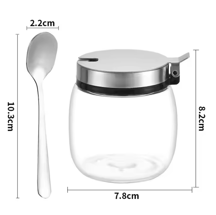 Household Stainless Steel Flip-Top Glass Spice Jar Seasoning04