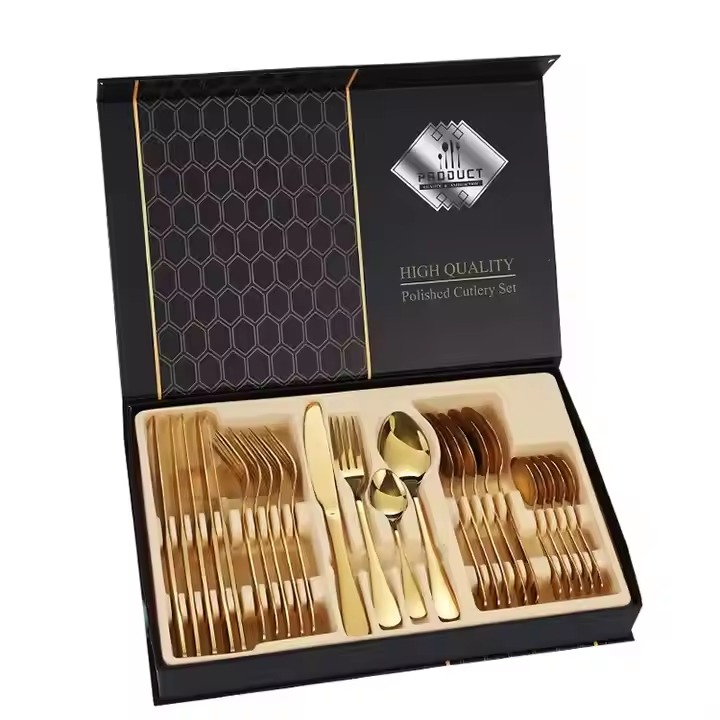 Customizable European Style Stainless Steel Household Western Style Cutlery Box Set